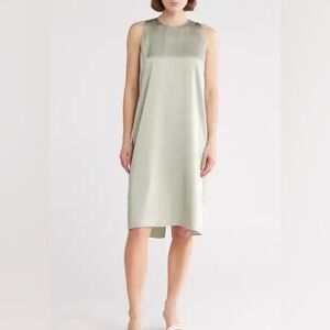 Vince Satin A- line dress in White Jade, size S NWT